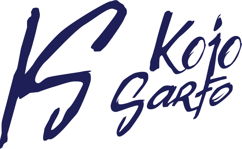 Kojo Sarfo signature logo in navy